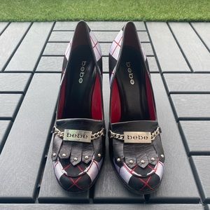Bebe Closed Toe Plaid Heels